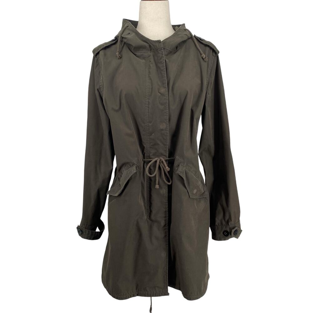 RW‎ Co Longline Duck Canvas Chore Utility Jacket S Green No Lining Drawstring